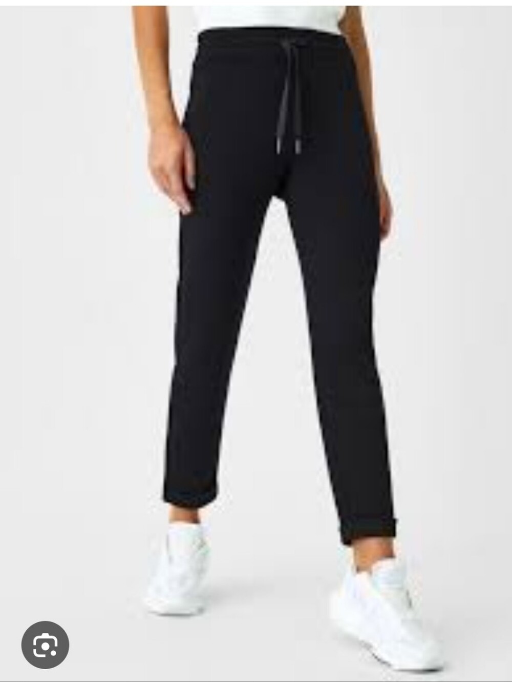 SPANX Black Straight-Leg Drawstring Pants